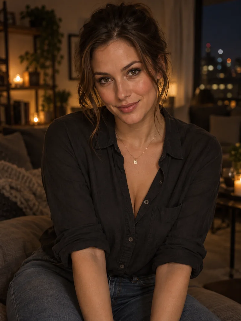 AI-generated editorial portrait of Nora, 29, a fictional adult character